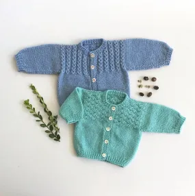 #23 Mock Cable & Basketweave- Baby Sweaters Knitting Pattern - Yankee Knitter Designs