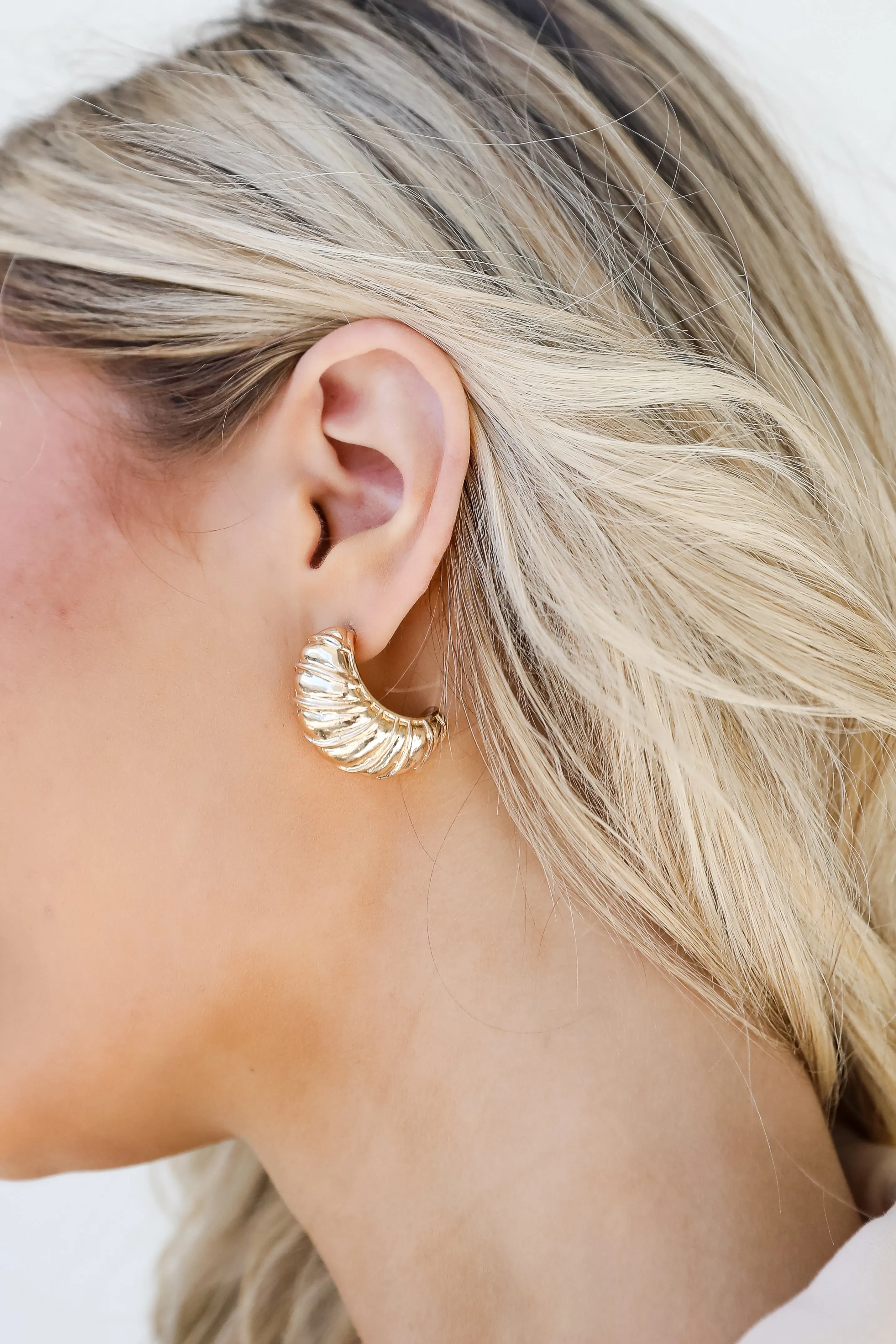 Alina Gold Textured Hoop Earrings