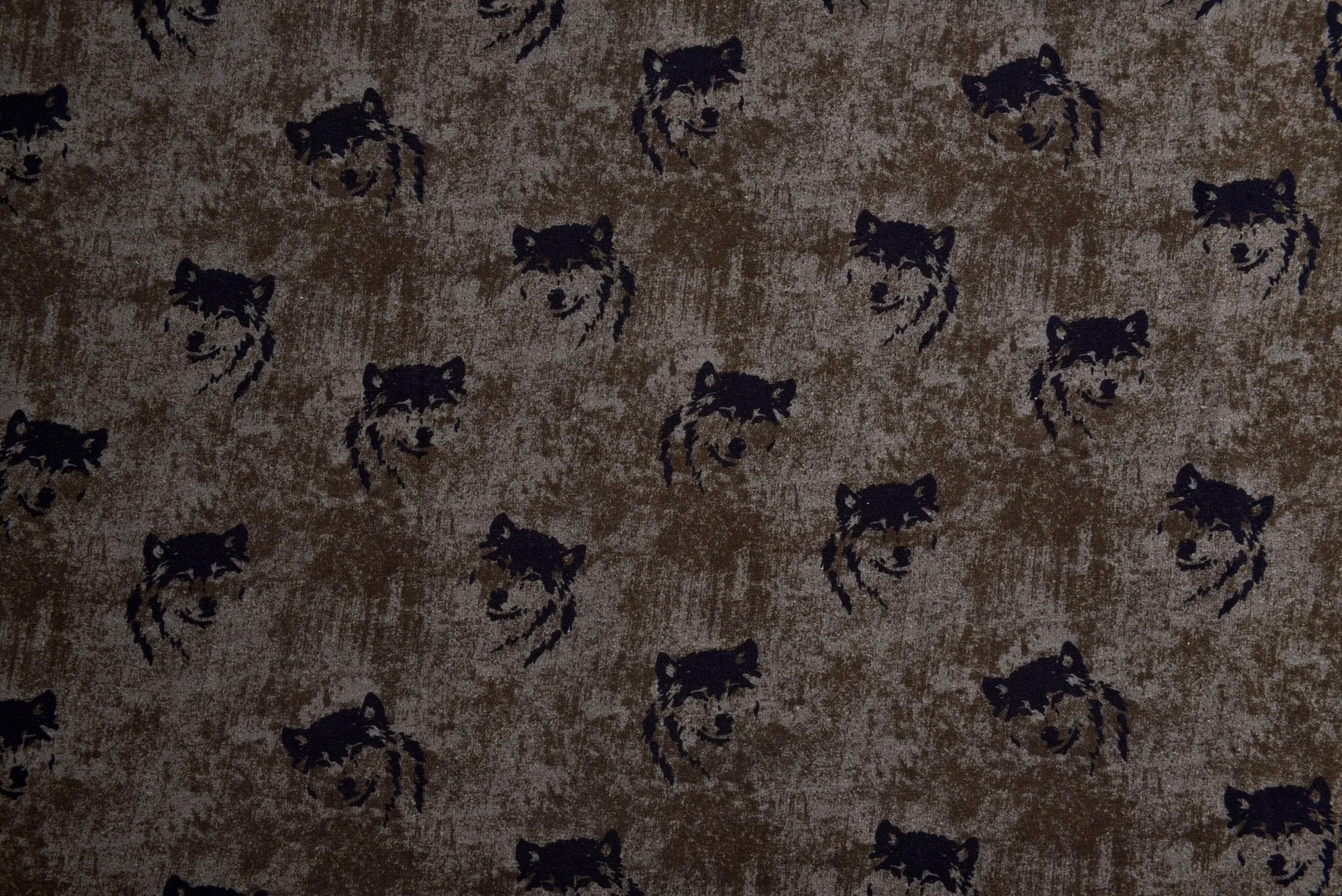 Alpine Fleece Graffiti Wolf Print Fabric - 5004