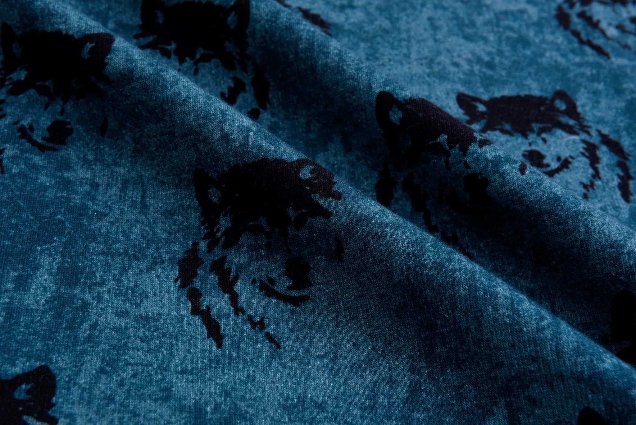 Alpine Fleece Graffiti Wolf Print Fabric - 5004