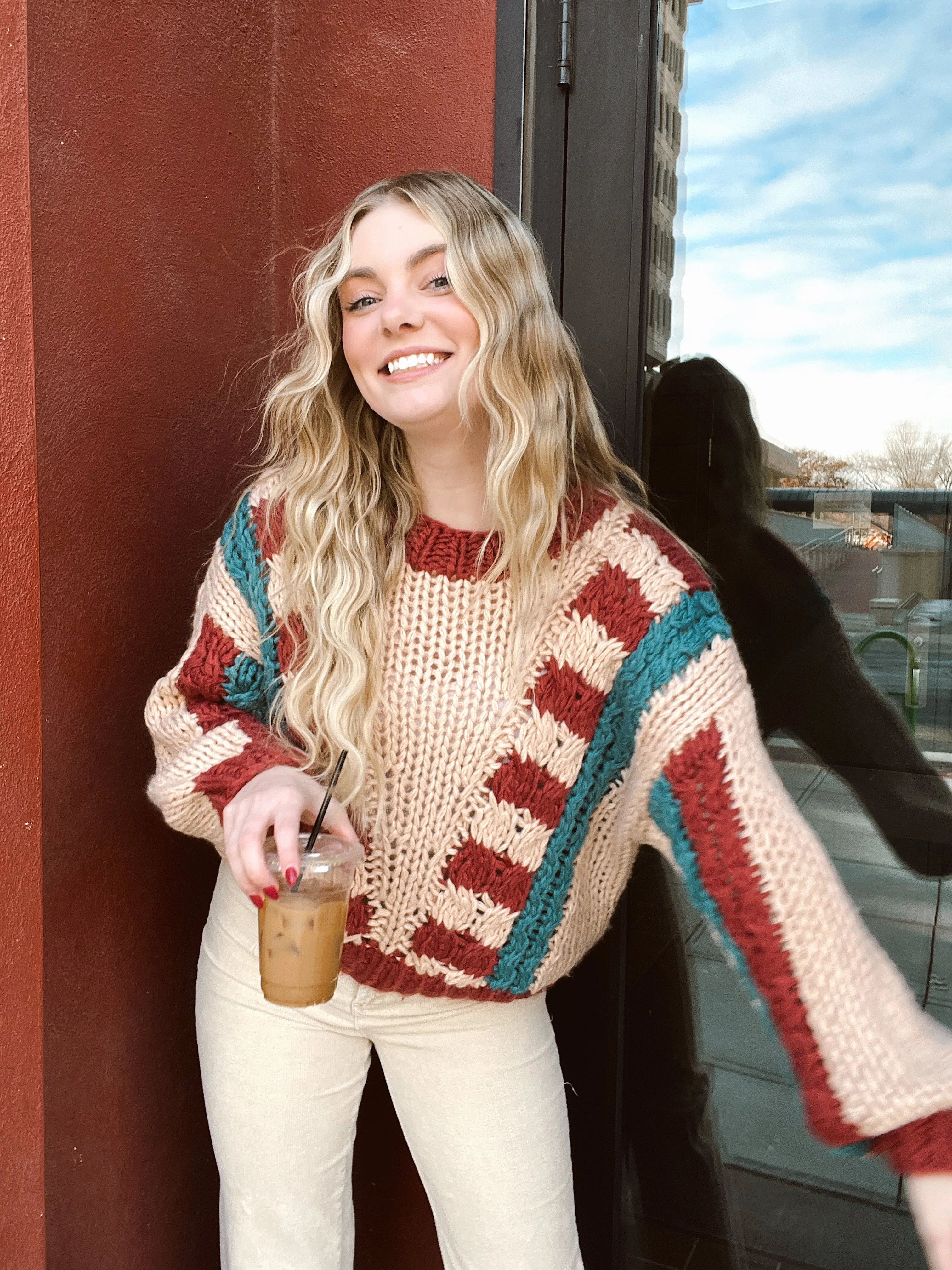 Always Here Brick Multicolored Sweater