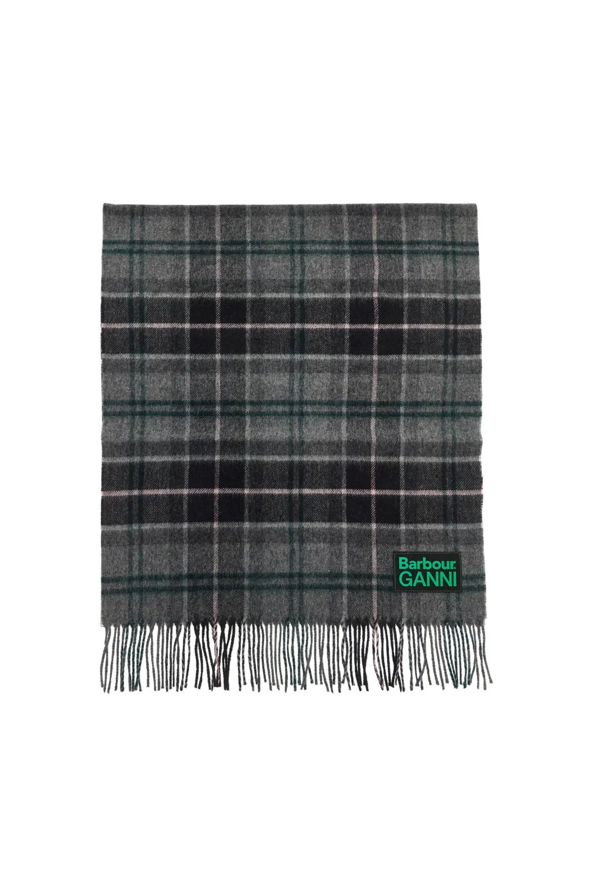 Barbour X Ganni Wool Checkered Scarf For