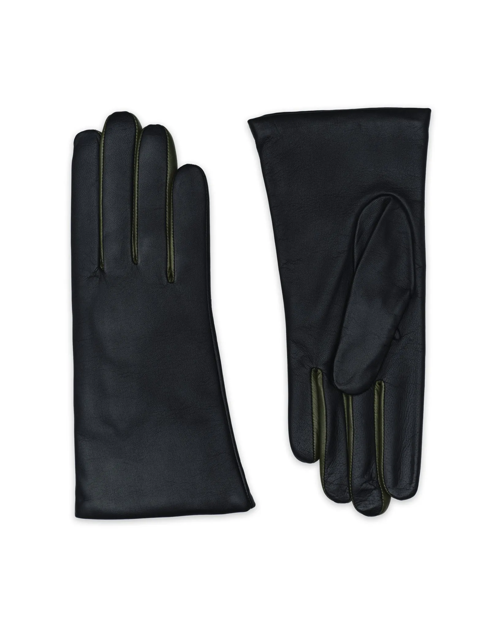 BARLETTE TOUCH BLACK AND VERDE LEATHER GLOVES