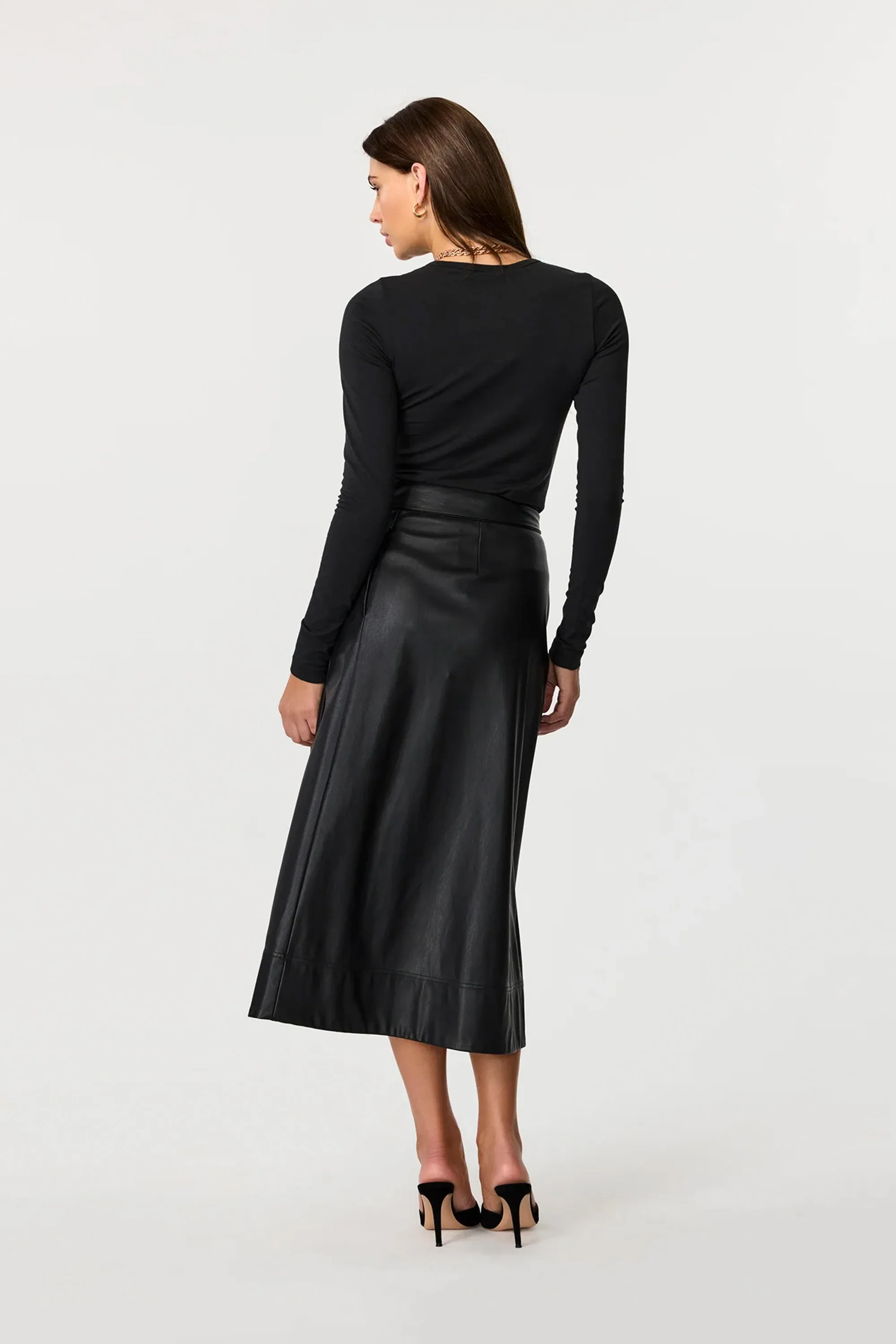 Beatrice Vegan Leather  Wrap Skirt