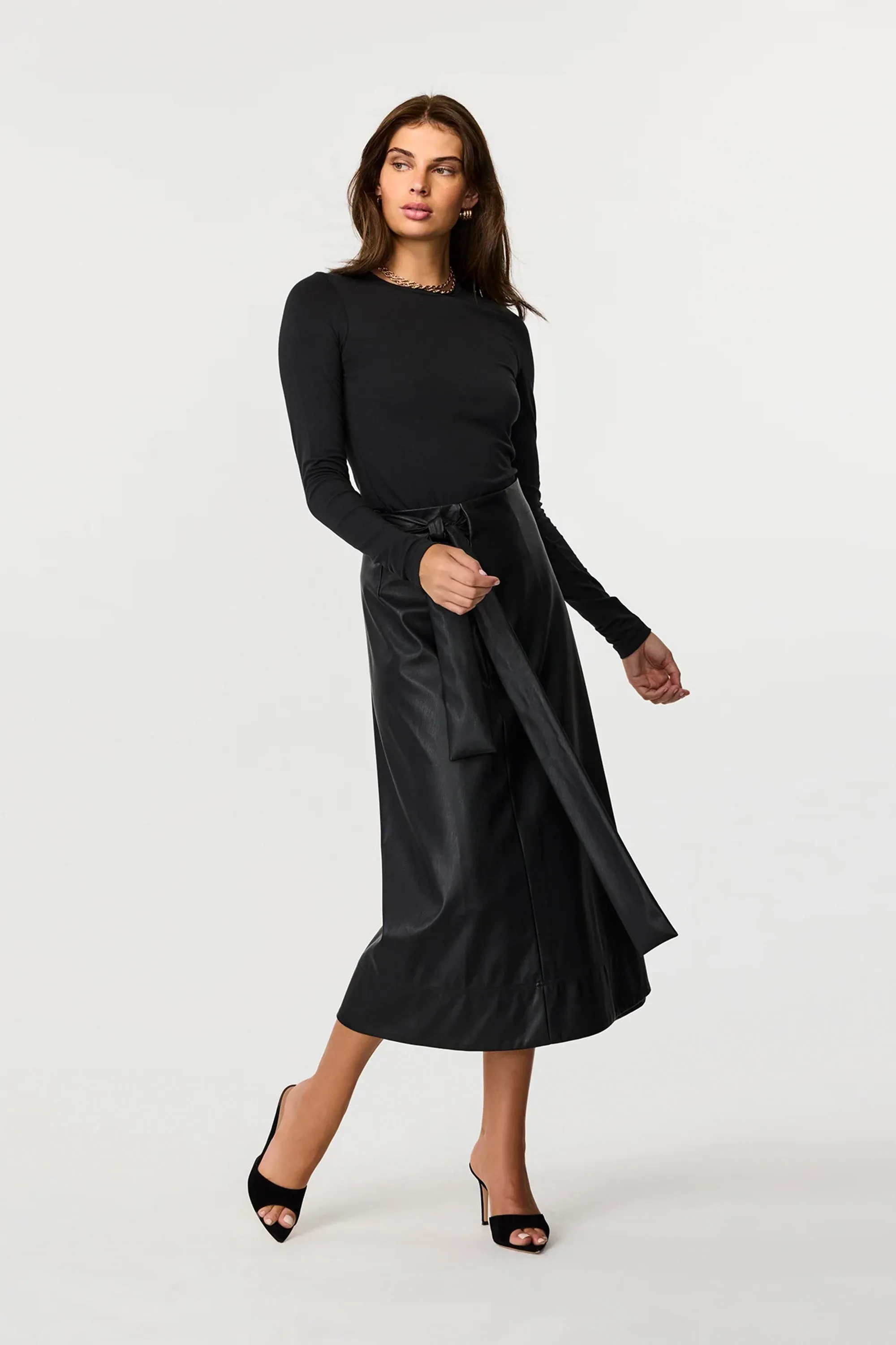 Beatrice Vegan Leather  Wrap Skirt