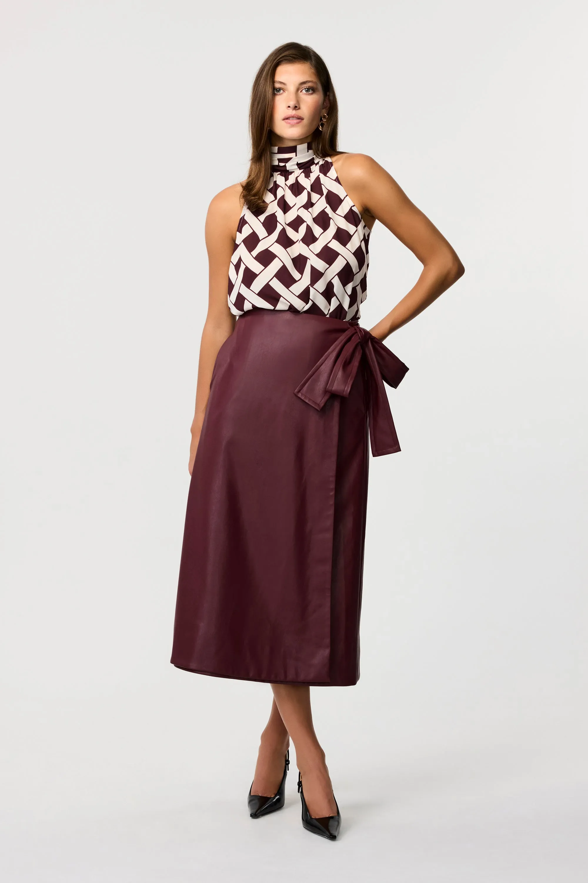 Beatrice Vegan Leather  Wrap Skirt