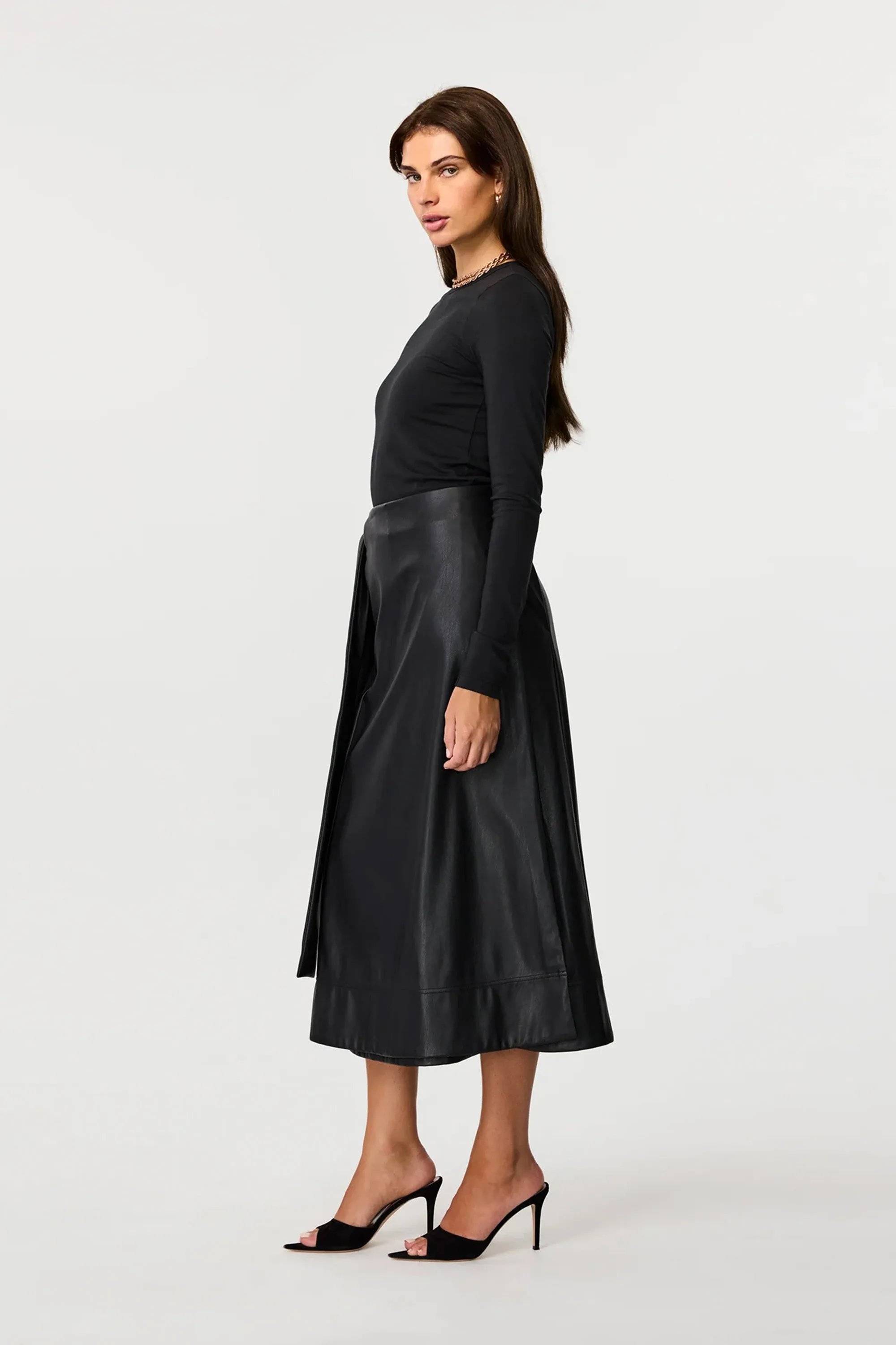 Beatrice Vegan Leather  Wrap Skirt