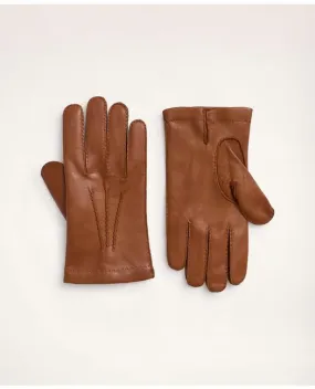 Brooks Brothers Men's Lambskin Gloves with Cashmere Lining Saddle