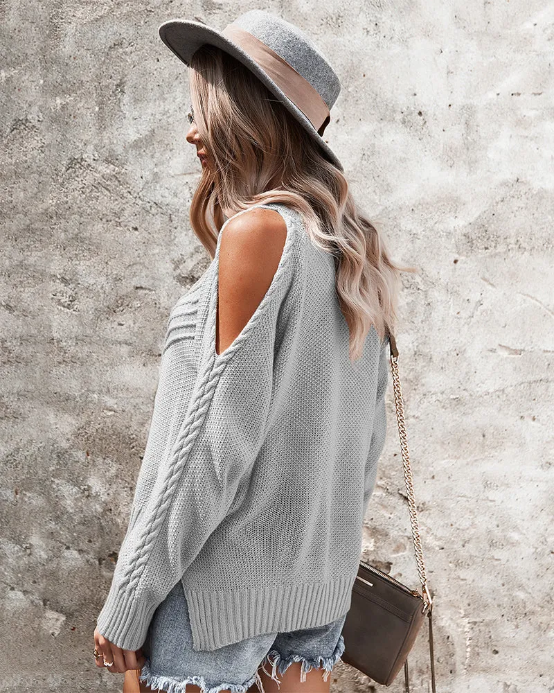 Cable Knit Cold Shoulder Sweaters