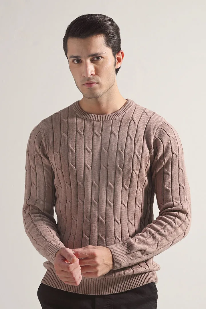 Cable Knit Sweater - Sand Brown