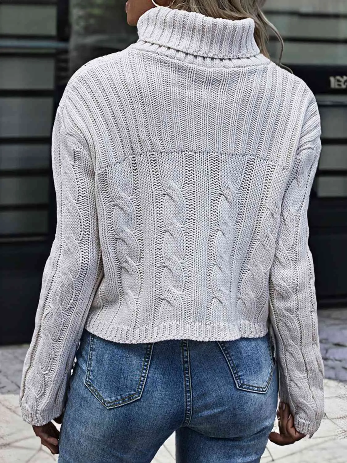 Cable-Knit Turtleneck Sweater