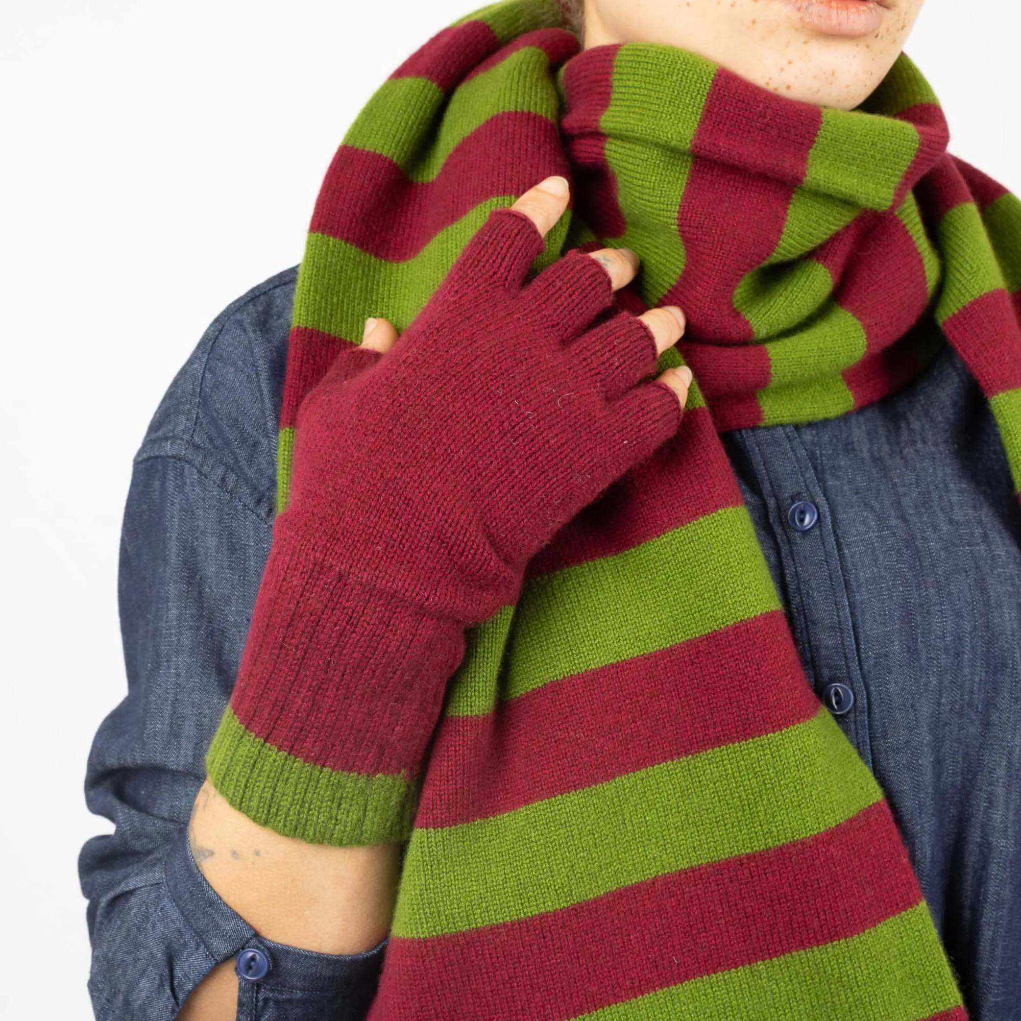 Cashmere Gloves - Claret/Oregano