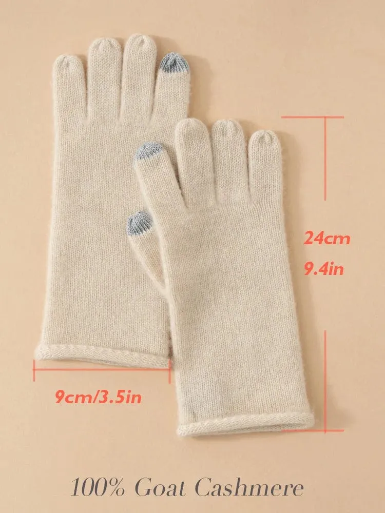 Classic Touchscreen 100% Cashmere Autumn Winter Thermal Gloves