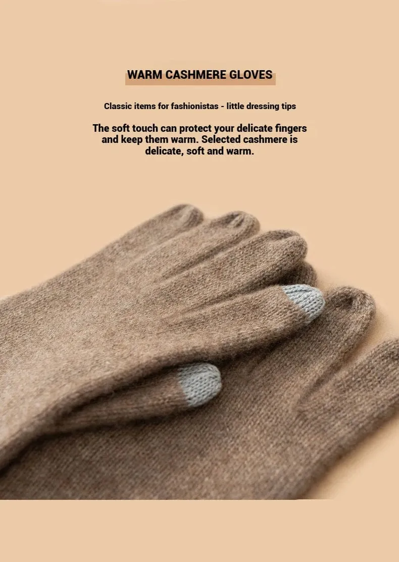 Classic Touchscreen 100% Cashmere Autumn Winter Thermal Gloves