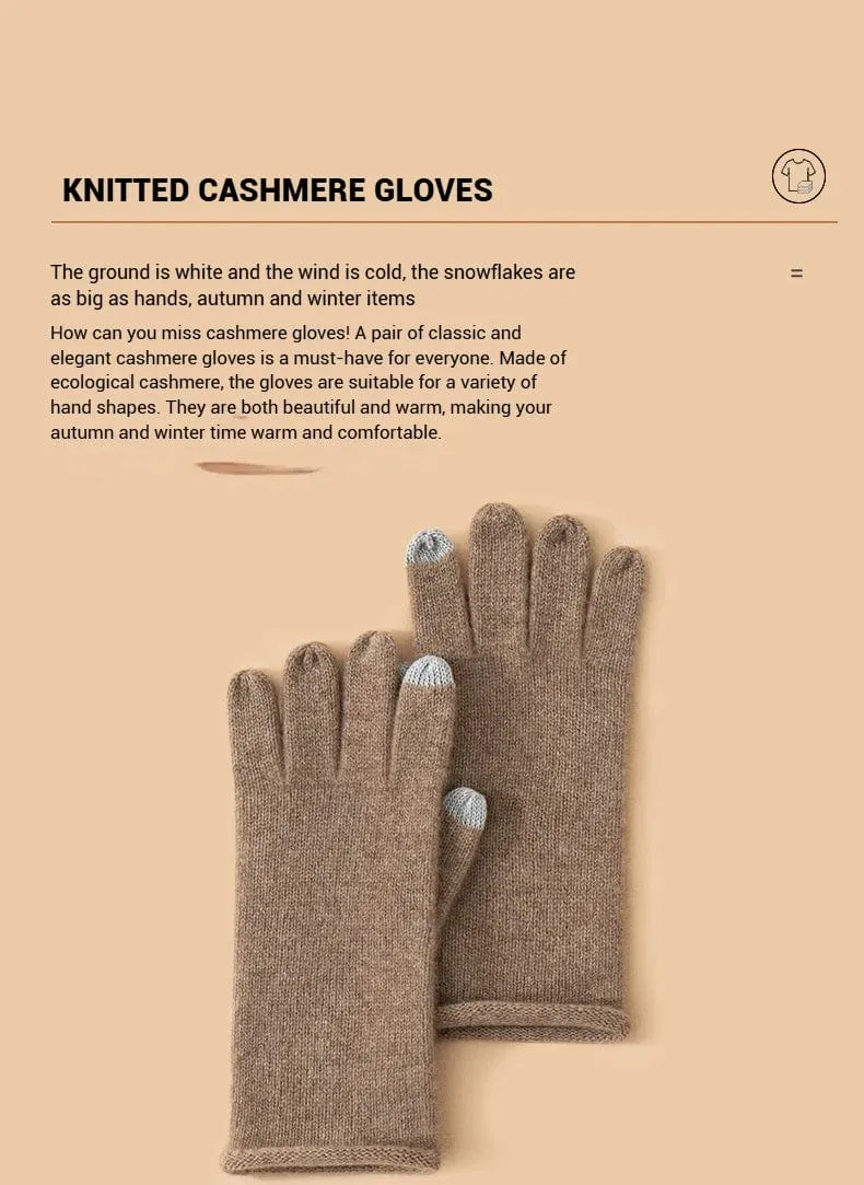 Classic Touchscreen 100% Cashmere Autumn Winter Thermal Gloves