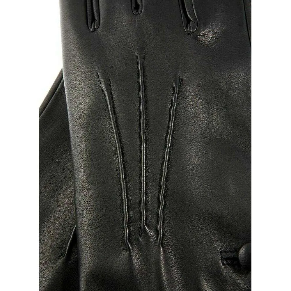 Dents Evangeline Touchscreen Three-Point Cashmere Lined Leather Gloves - Black/Red