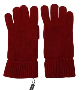 Dolce & Gabbana Elegant Red Cashmere Winter Gloves