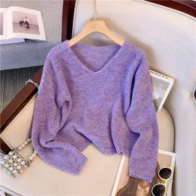 Elegant V-neck Soft Chunky Sweater