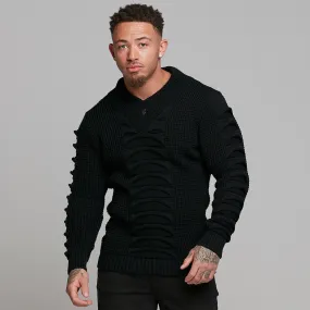 Father Sons Chunky Ripple Knit Black Jumper - FSJ004