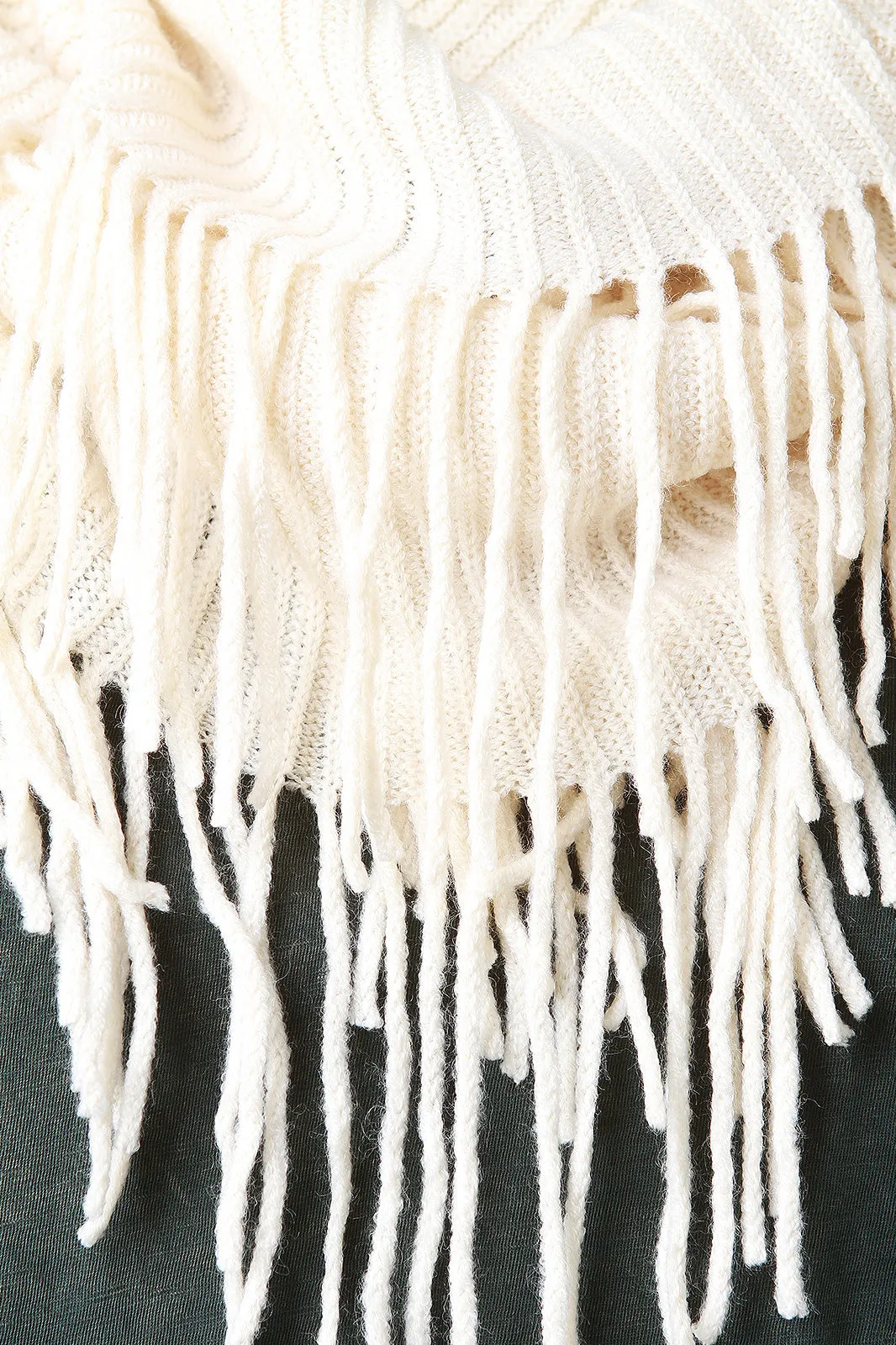 Fringe Hem Rib Knit Circle Scarf