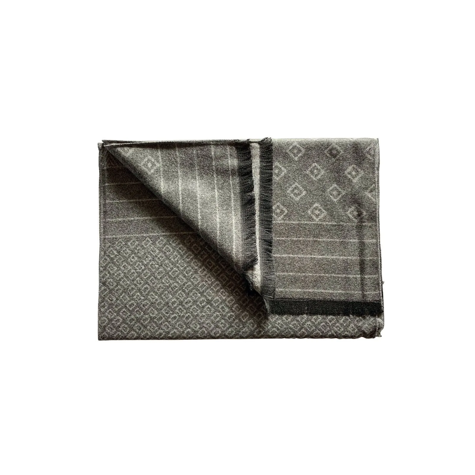 Grey Stripe and Checker Bamboo Scarf