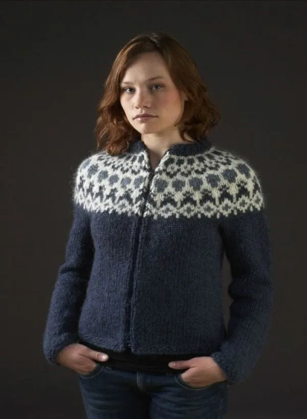 Hela Wool yoke sweater cardigan - Free Knitting pattern Download