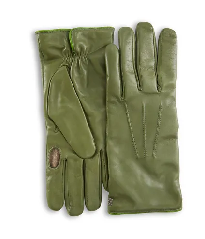 Hunting Gloves in Dark Green Leather w/Green Trim