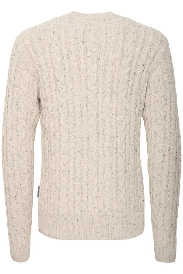 KARL CABLE KNIT CREW NECK SWEATER