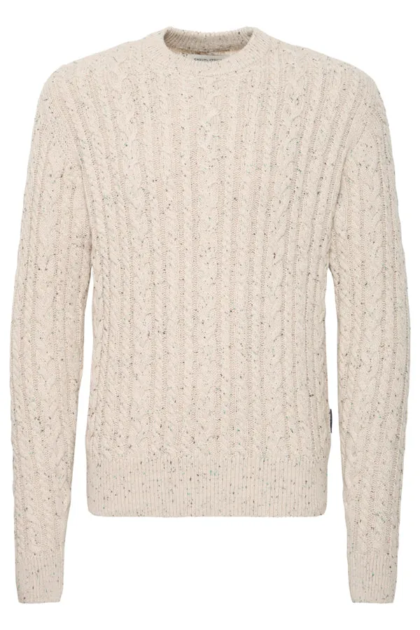 KARL CABLE KNIT CREW NECK SWEATER