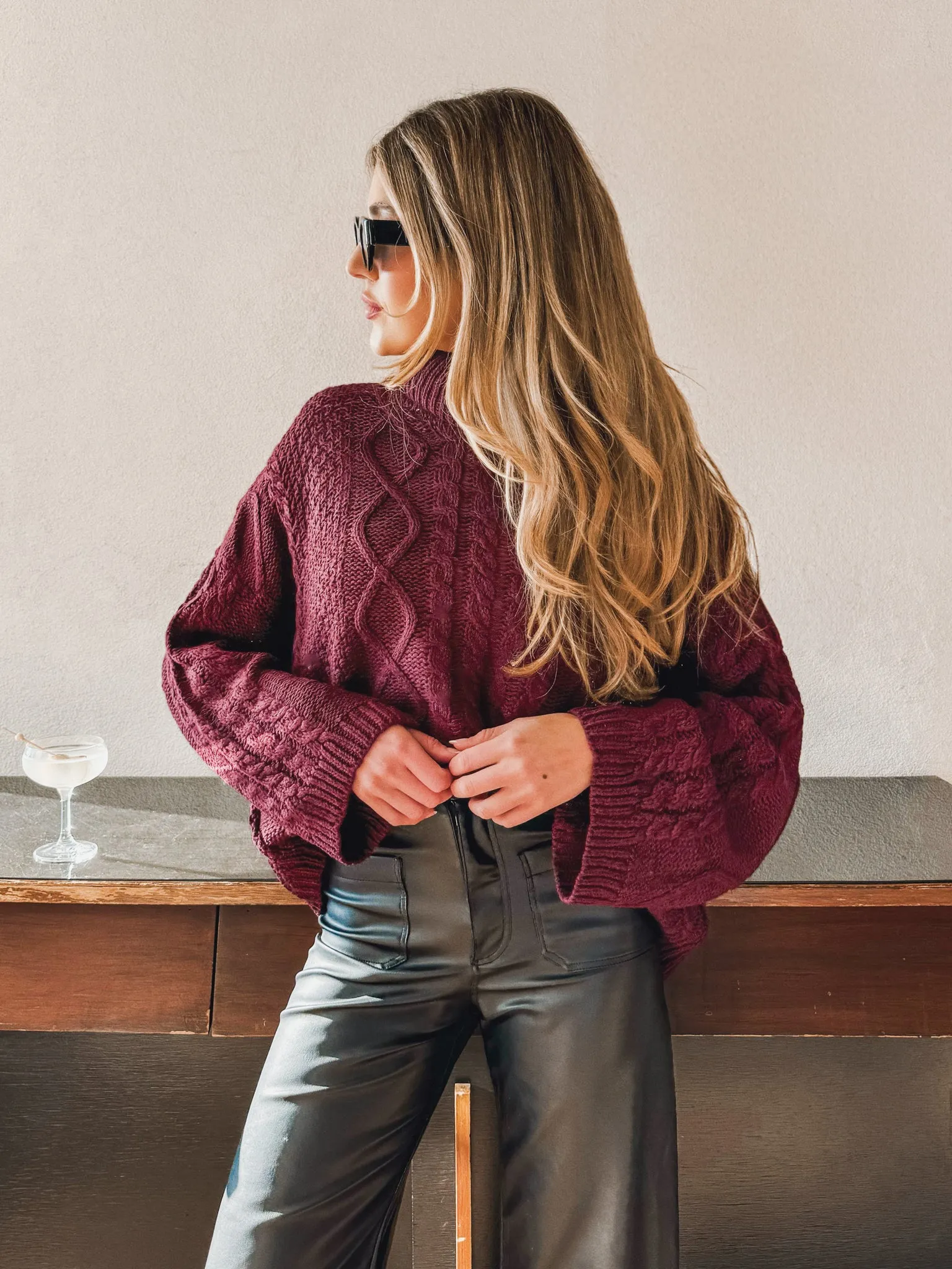 Laken Knit Sweater in Wine