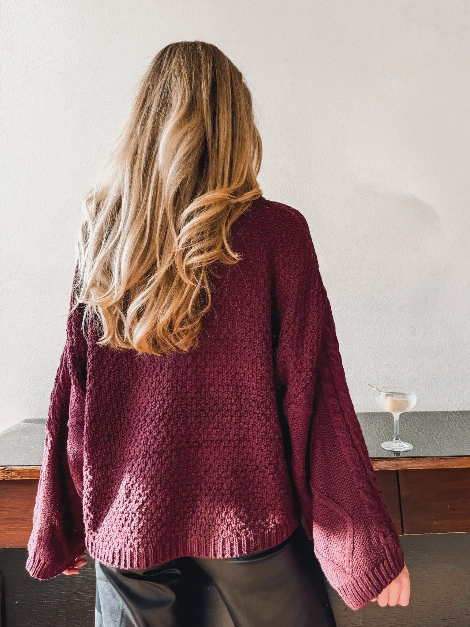 Laken Knit Sweater in Wine