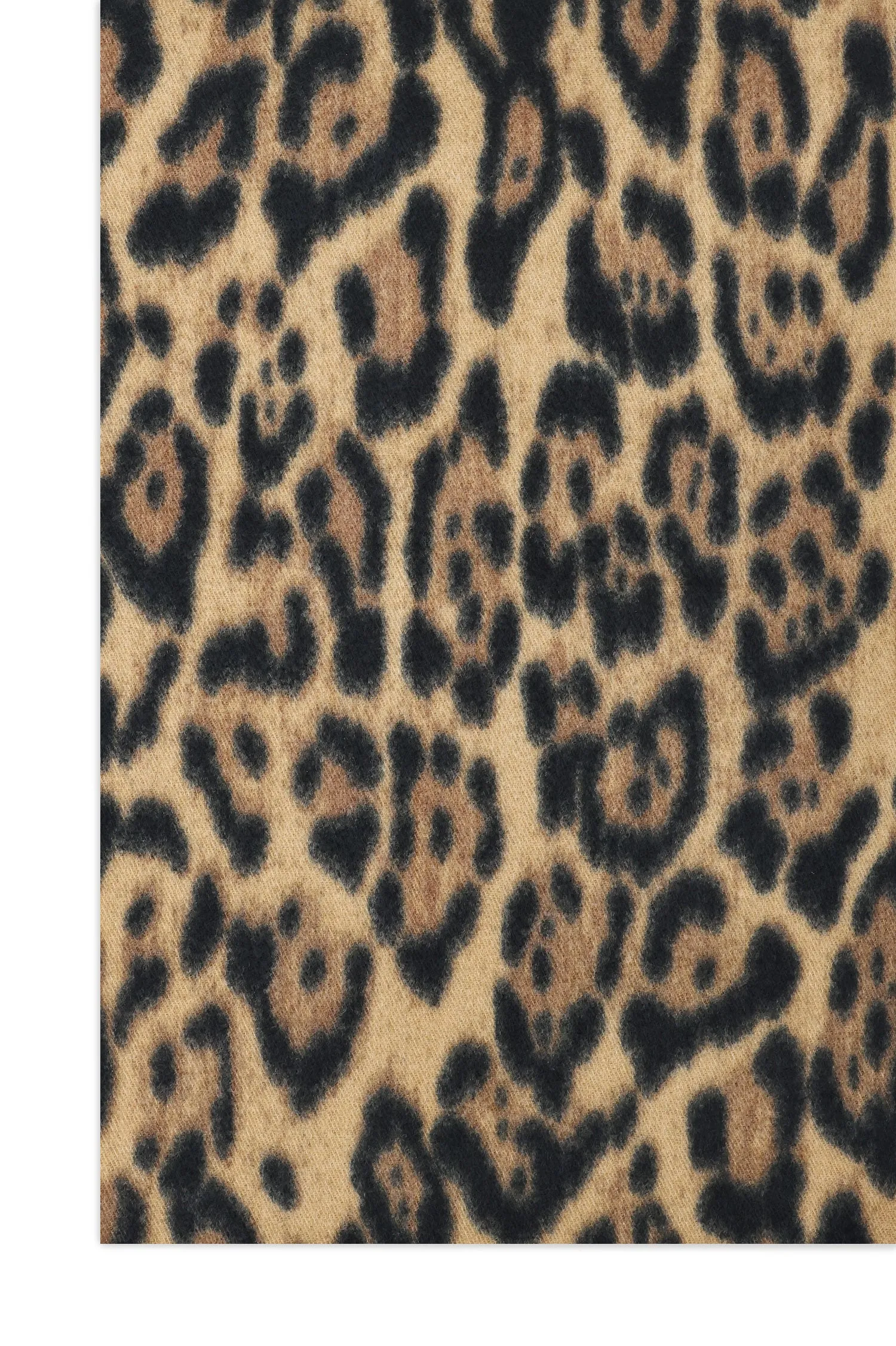 LEOPARD PRINT FRINGED SCARF-BROWN