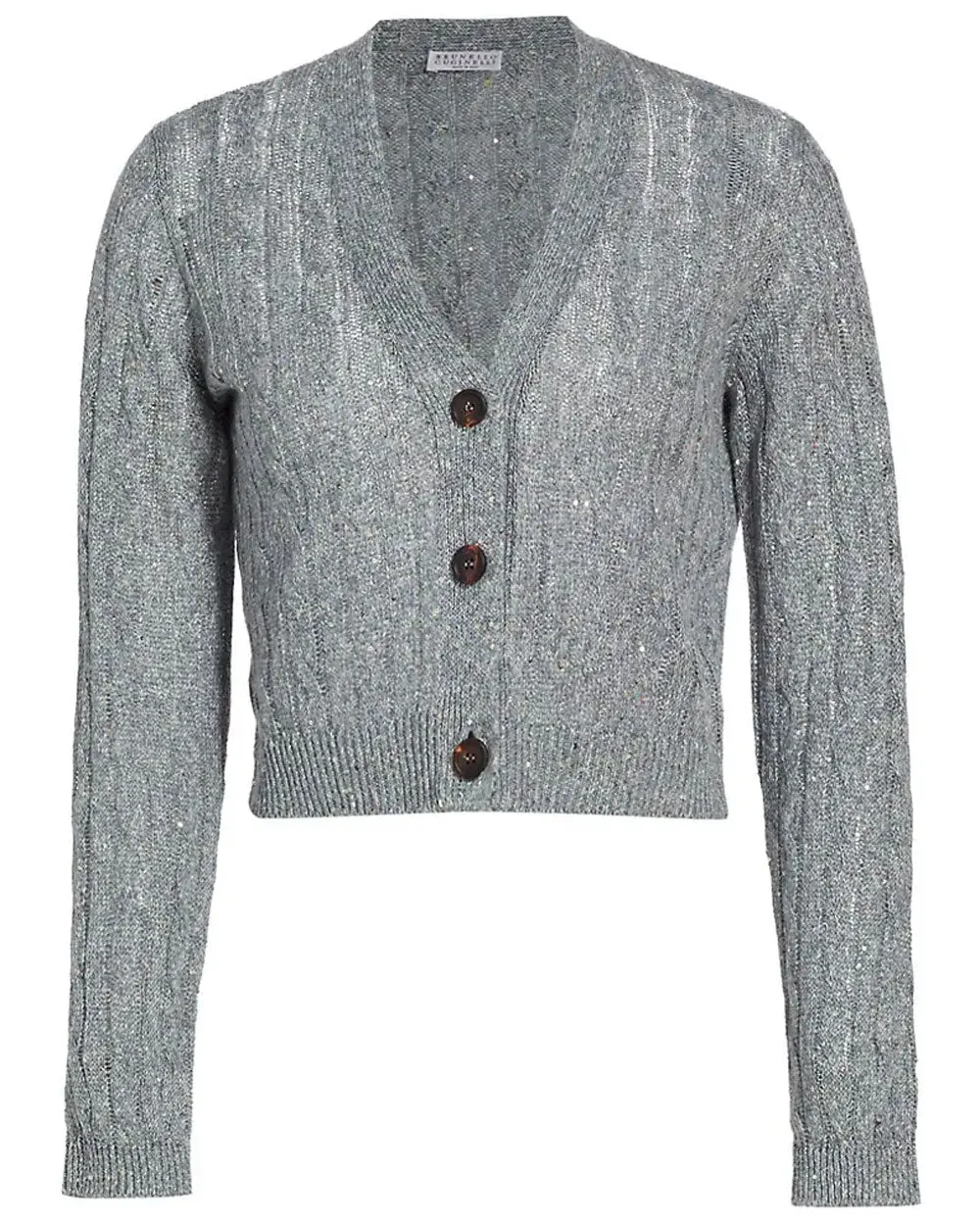 Light Blue Embellished Cable Knit Button Cardigan