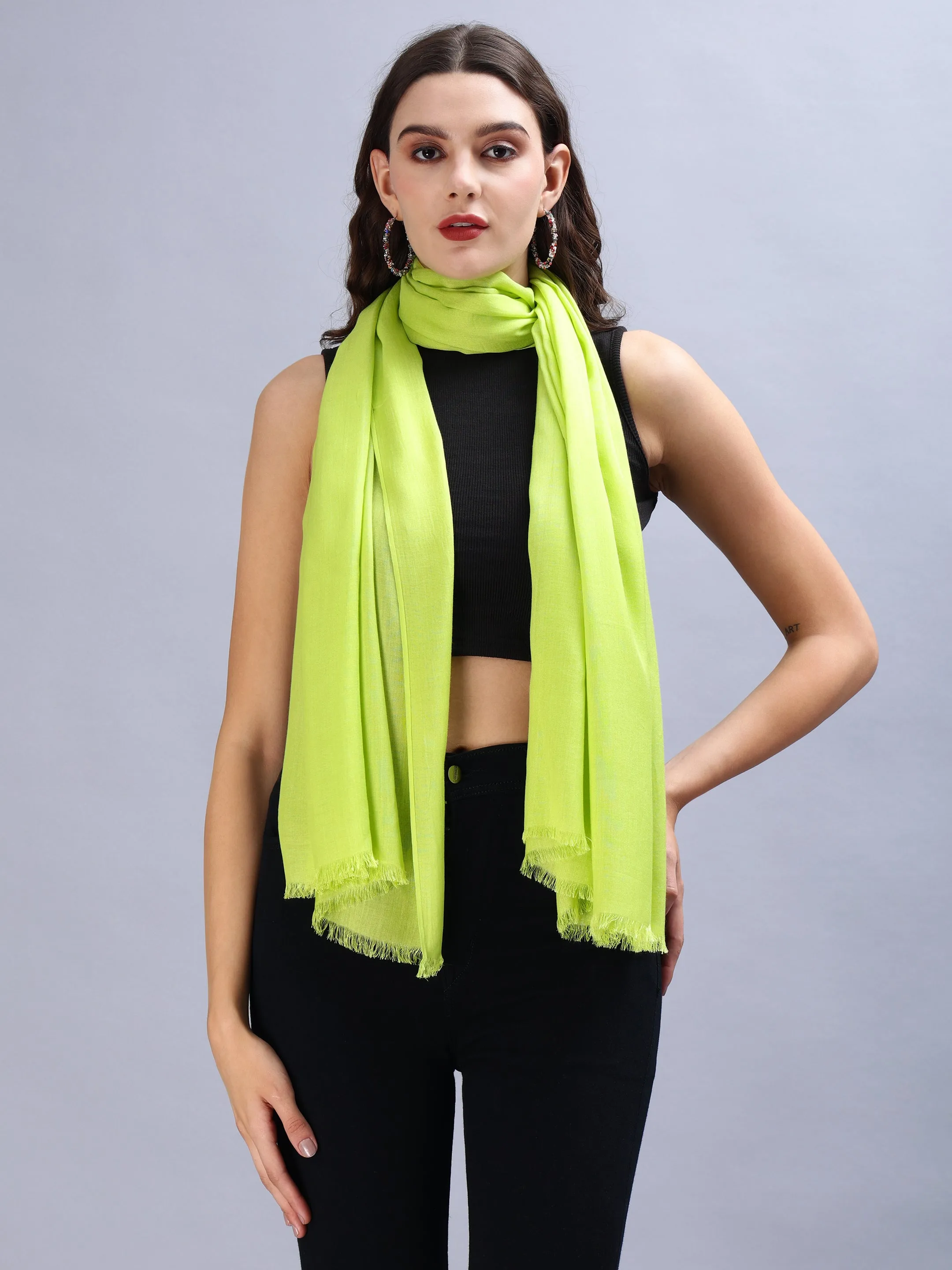 Lime Green Viscose Summer Stole Scarves