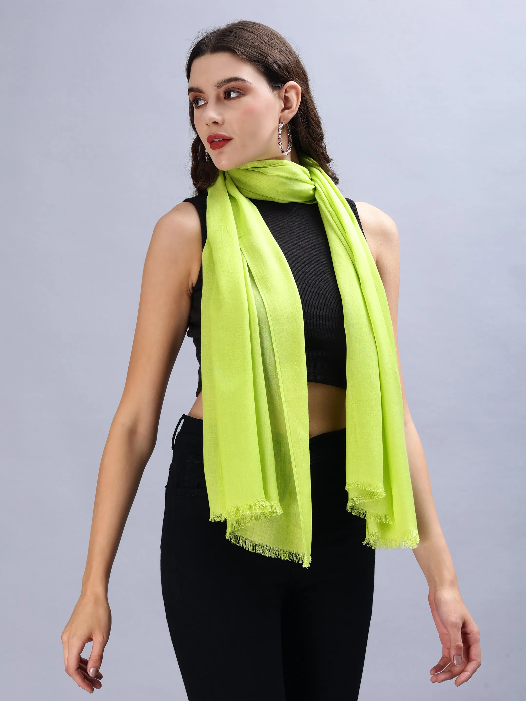 Lime Green Viscose Summer Stole Scarves