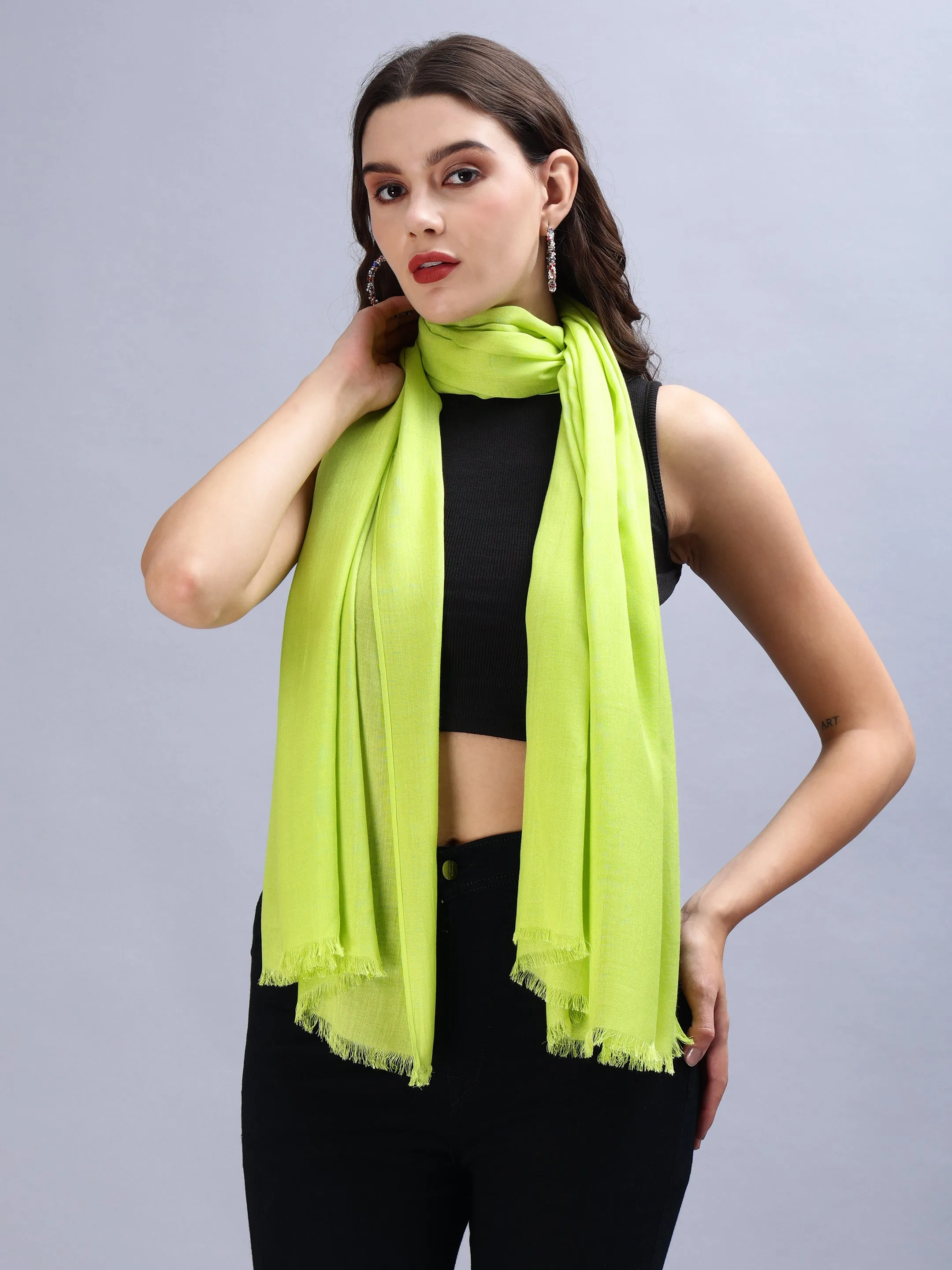 Lime Green Viscose Summer Stole Scarves