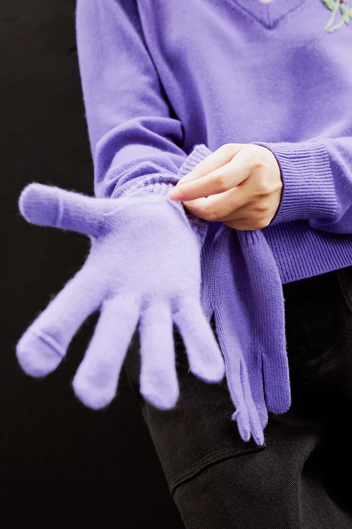 Long Cuff Cashmere Thermal Finger Gloves