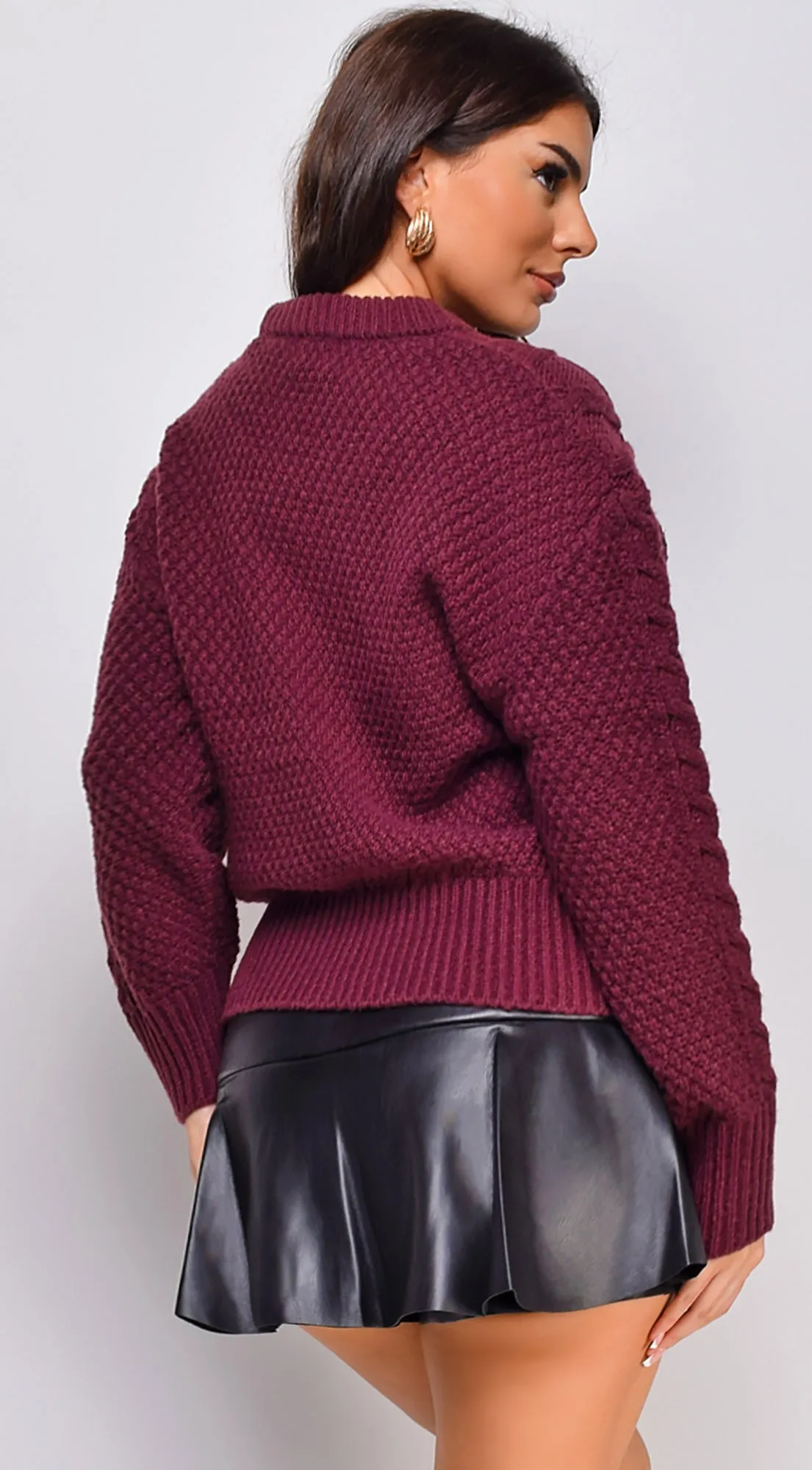 Lula Chunky Cable Knit Sweater - Wine