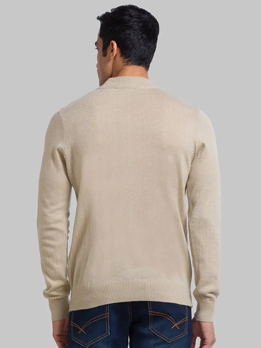 Men Fawn Solid Acrylic Wool Blend Full Sleeve Sweaters