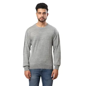 Men Grey Structure Cable Acrylic Wool Blend Full Sleeve V Neck Collar Sweaters