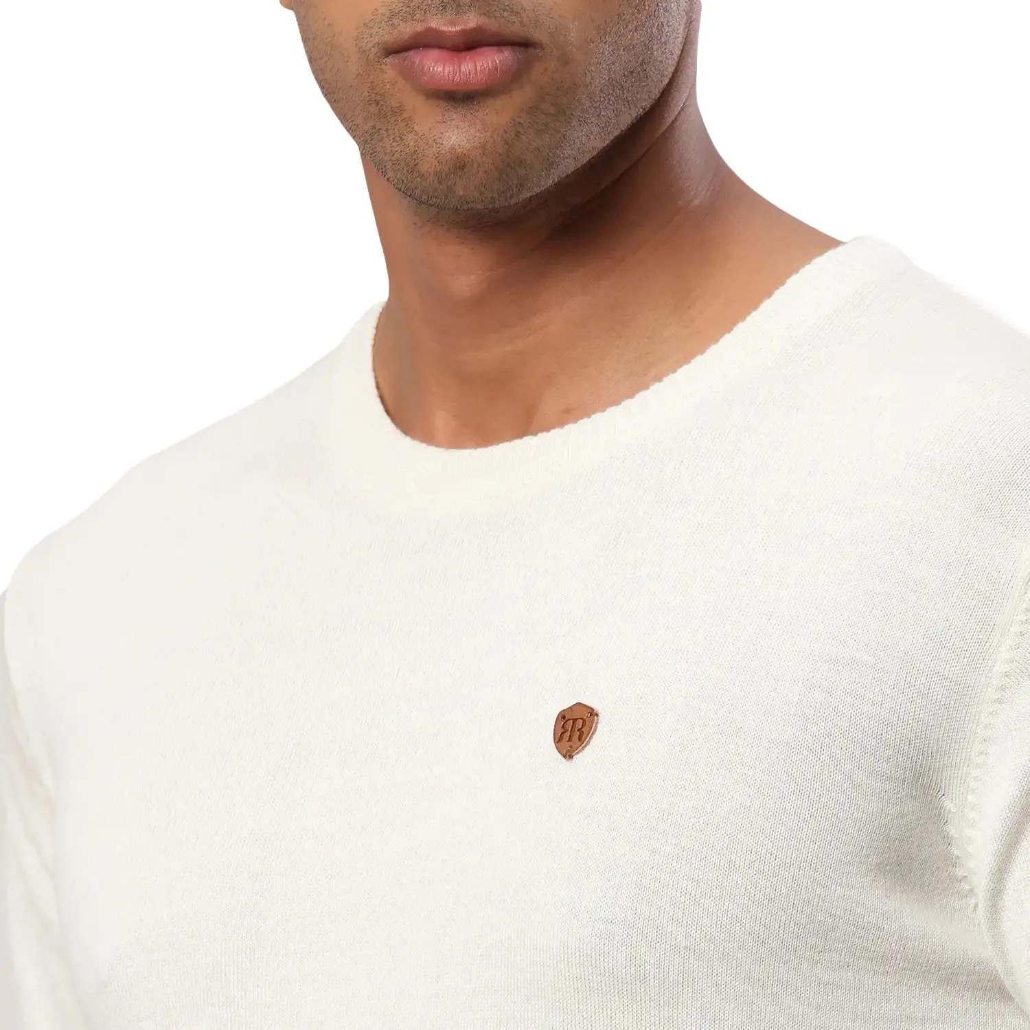 Men White Argyle Acrylic Wool Blend Round Collar Sweaters