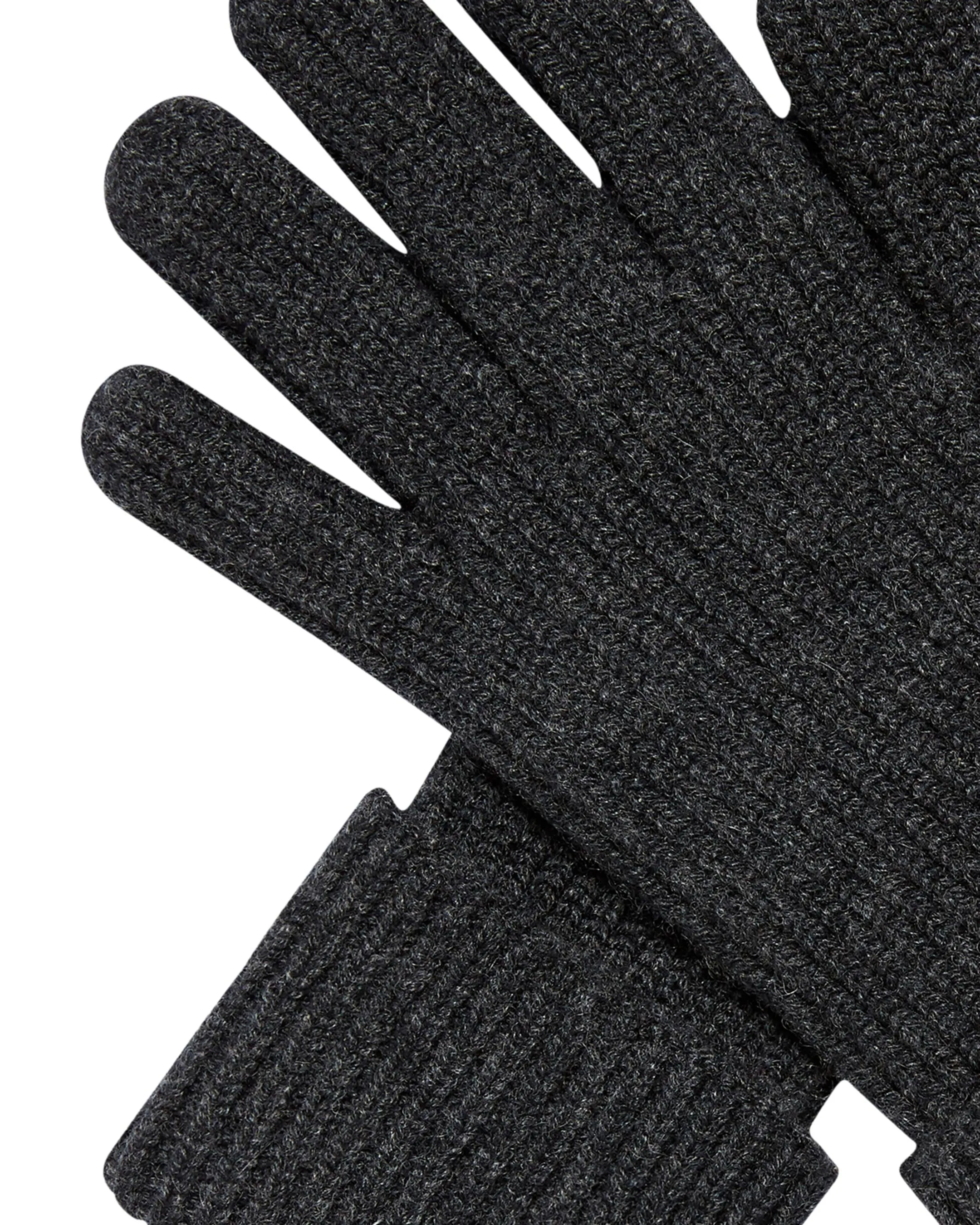 Men's Ribbed Cashmere Gloves Dark Charcoal Grey