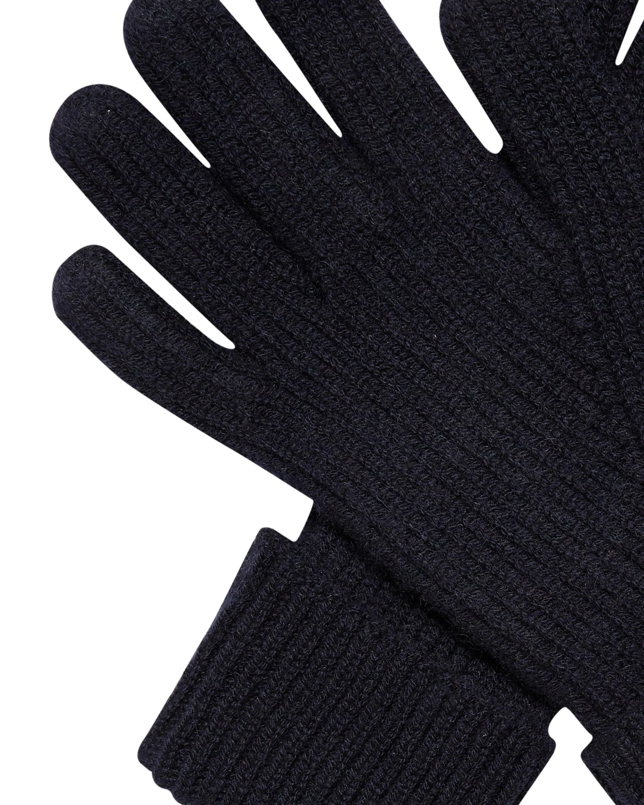 Men's Ribbed Cashmere Gloves Navy Blue