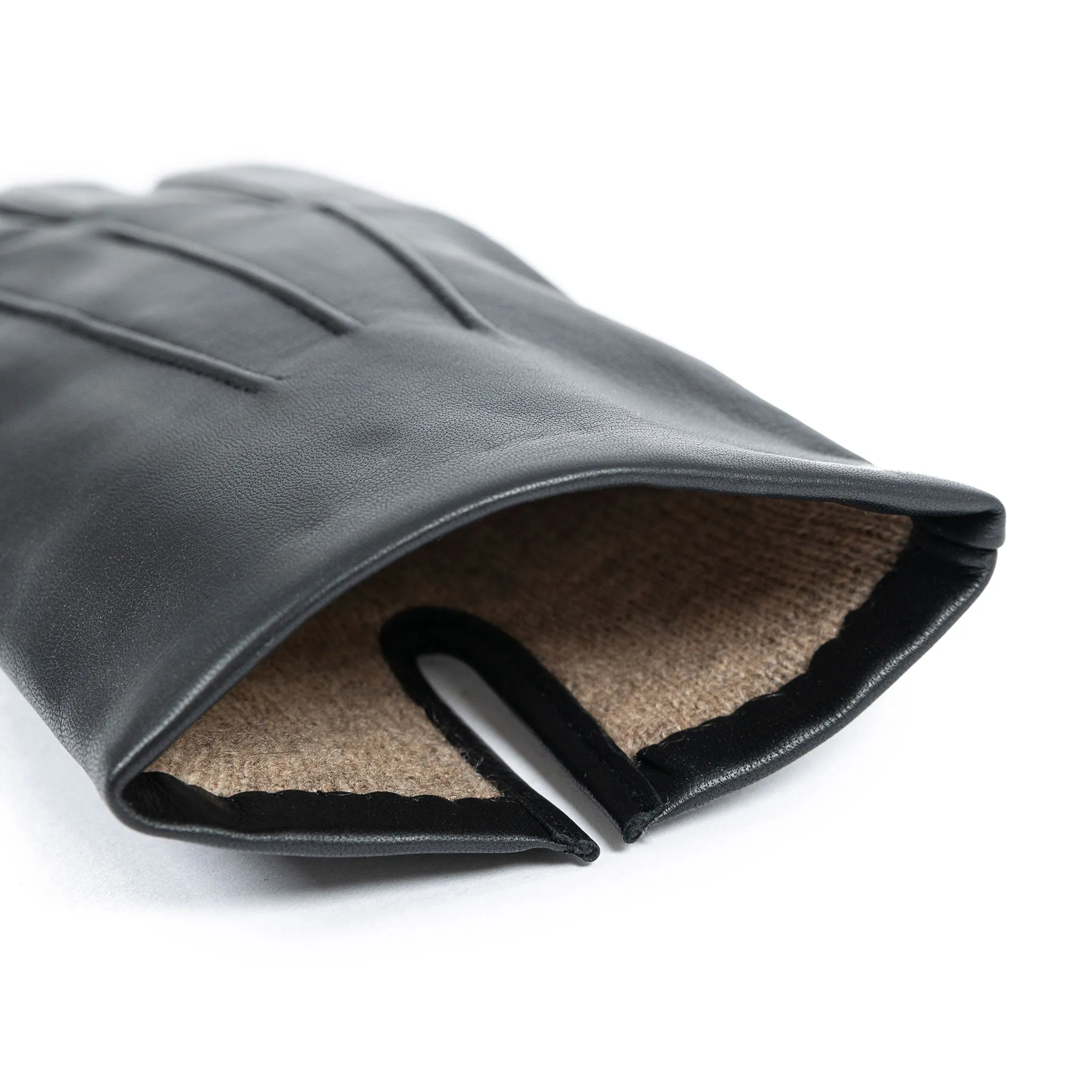 Men's Three-Point Cashmere-Lined Leather Gloves