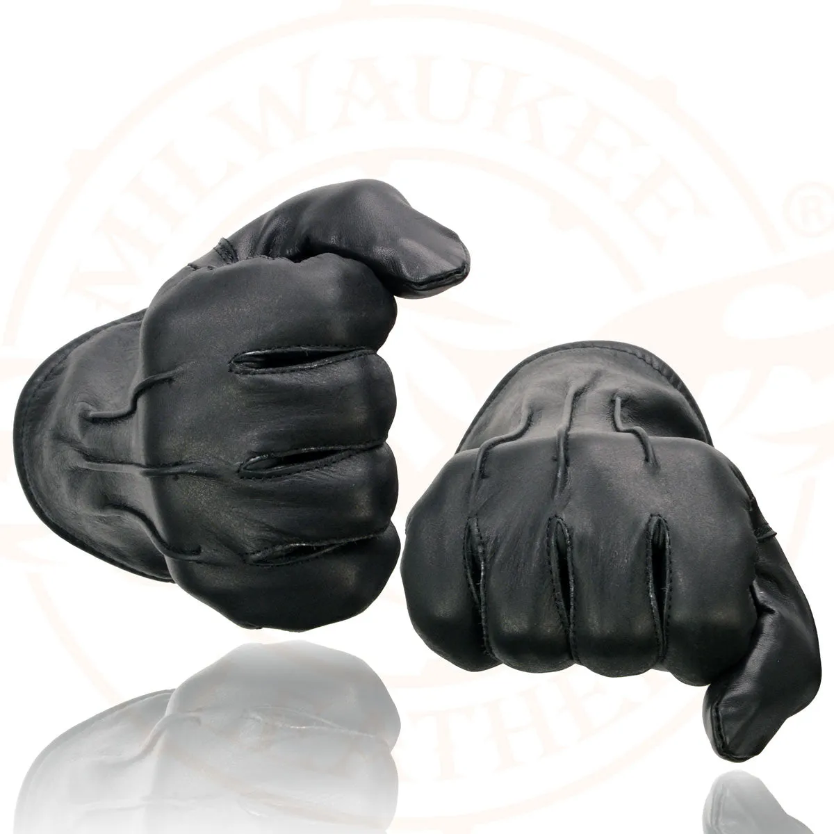 Milwaukee Leather SH234 Men's Black Thermal Lined Leather Motorcycle Hand Gloves W/ Sinch Wrist Closure