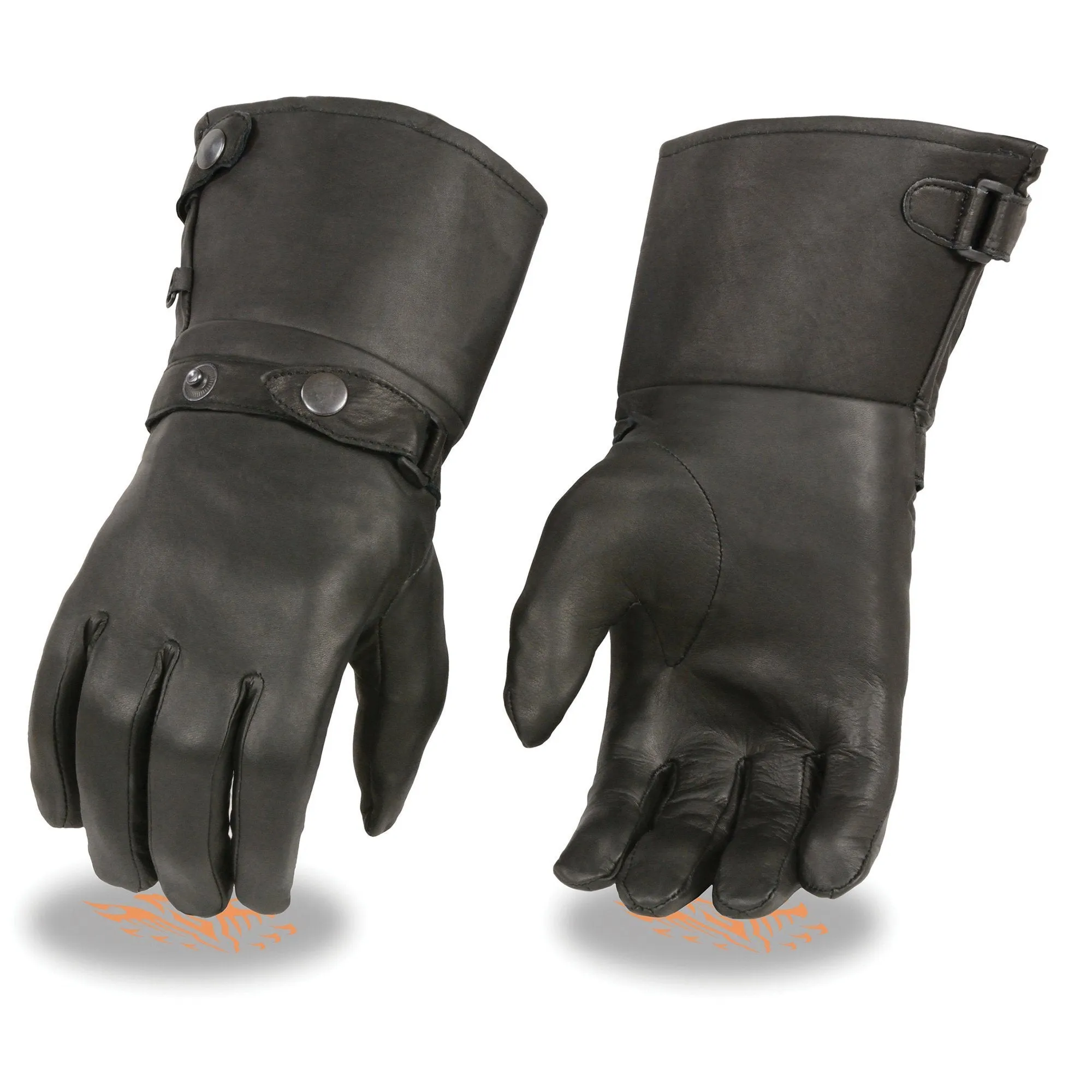 Milwaukee Leather-SH264-Men's Thermal Lined Leather Gauntlet Gloves w Snap Wrist & Cuff