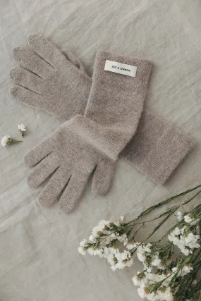 Mona Cashmere Gloves Long - Taupe Brown