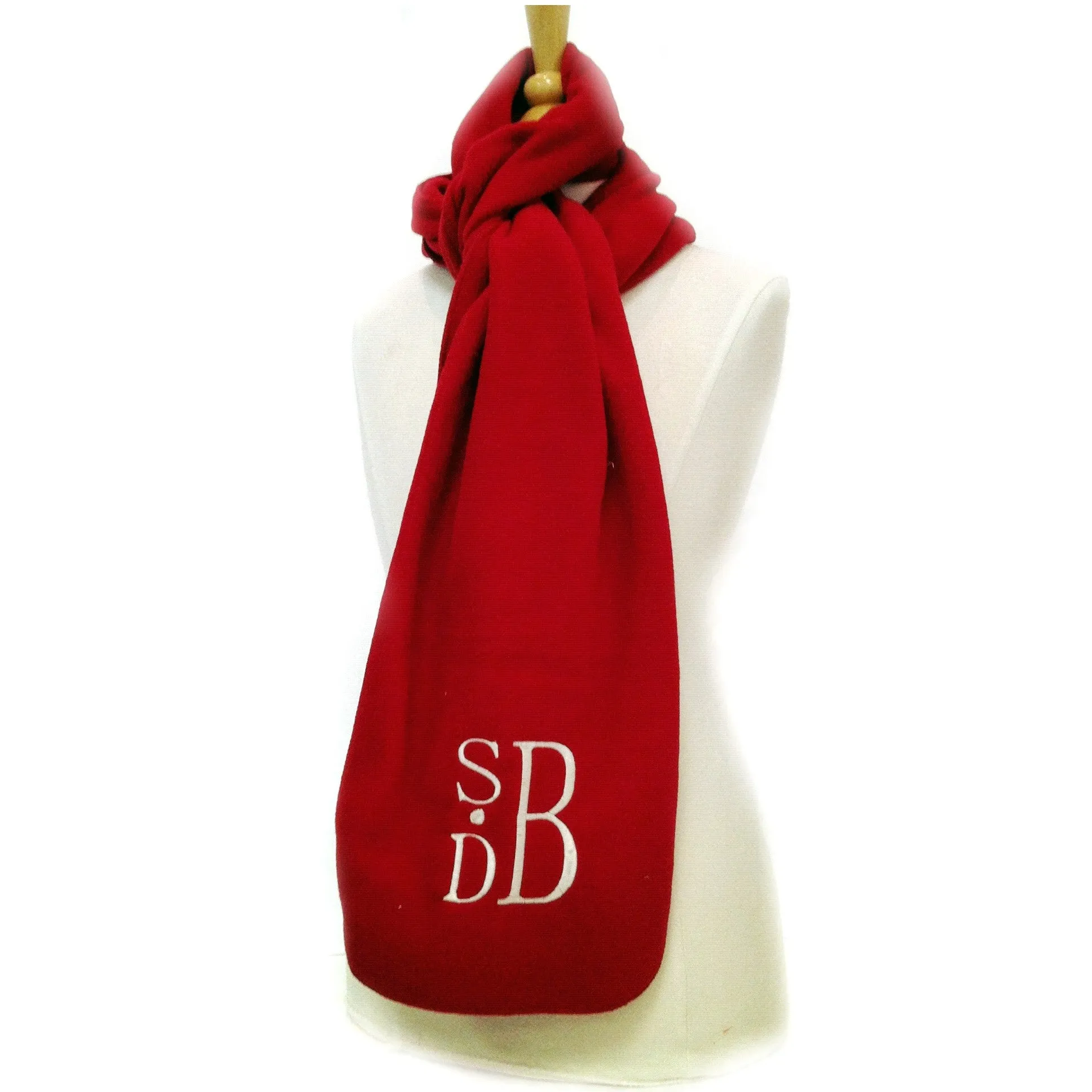 Monogrammed Scarf  Fleece Extra Long Scarf  80 X 10