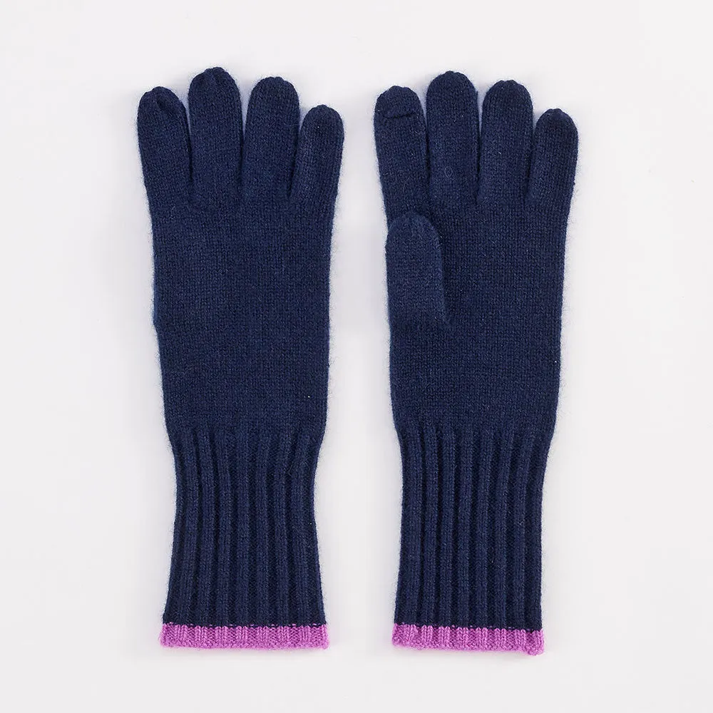 Navy/Lilac Cashmere Gloves