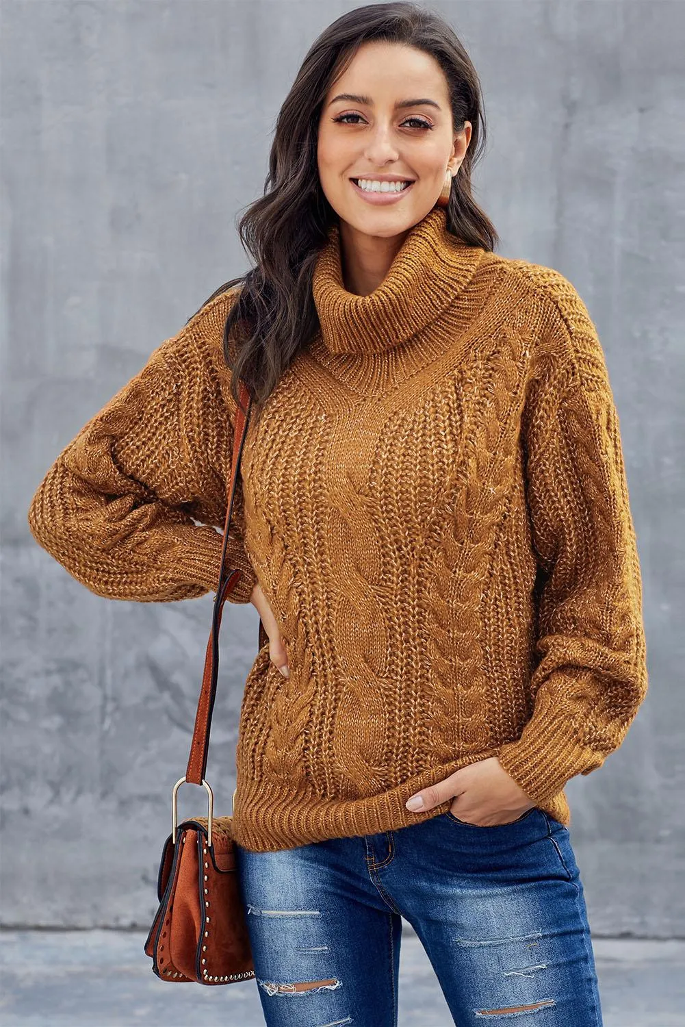 New Yellow Chunky Turtleneck Winter Sweater